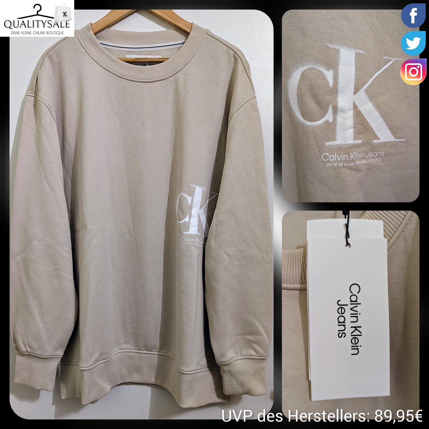 CALVIN KLEIN JEANS Herren Sweatshirt Gr. 4XL Plus Size