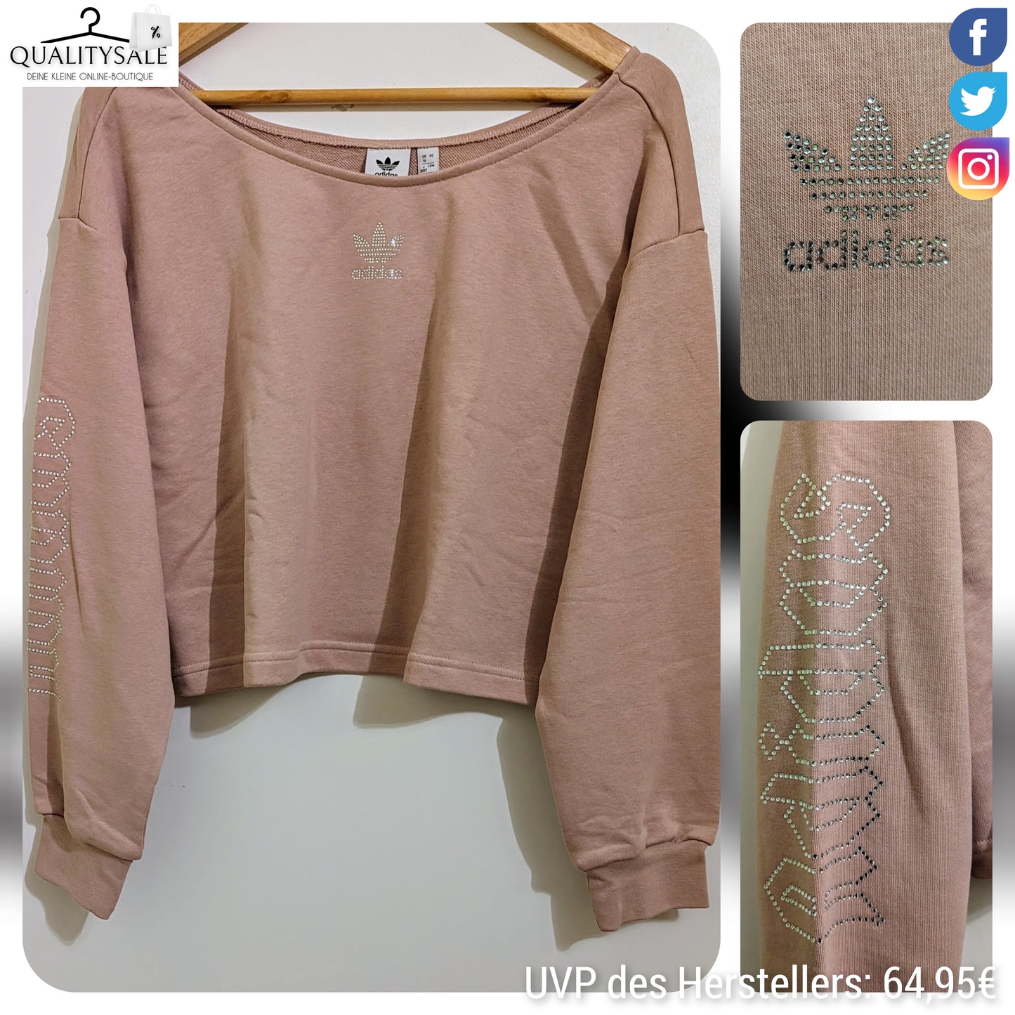 ADIDAS Cropped Damen Sweatshirt Gr. XL