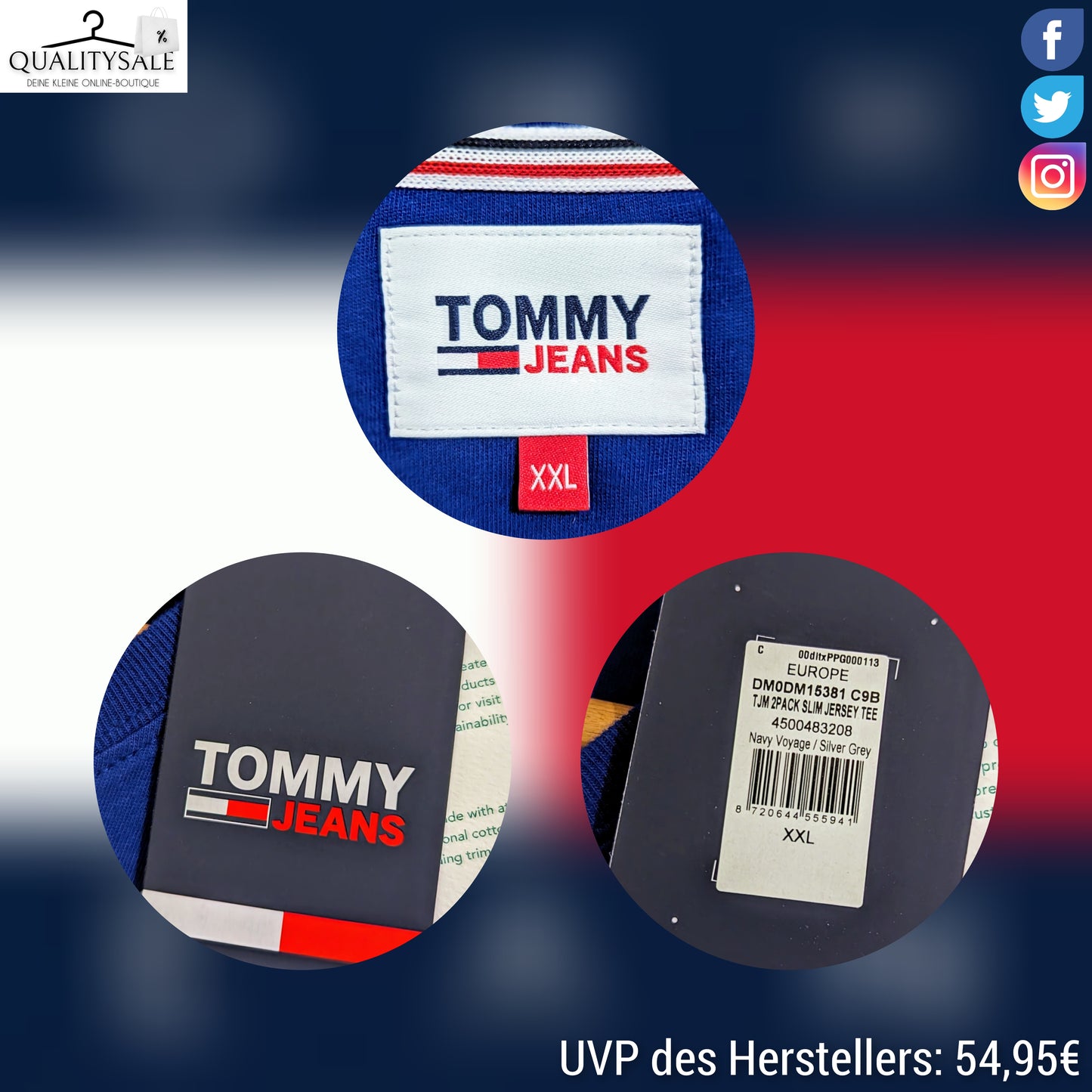 TOMMY JEANS Herren T-Shirt 2-Pack Gr. XL