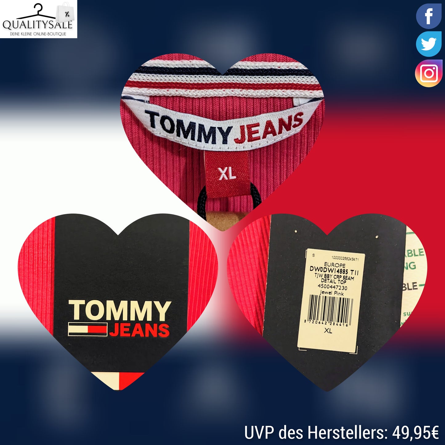 TOMMY JEANS Damen Cropped Langarmshirt Gr. 40/42