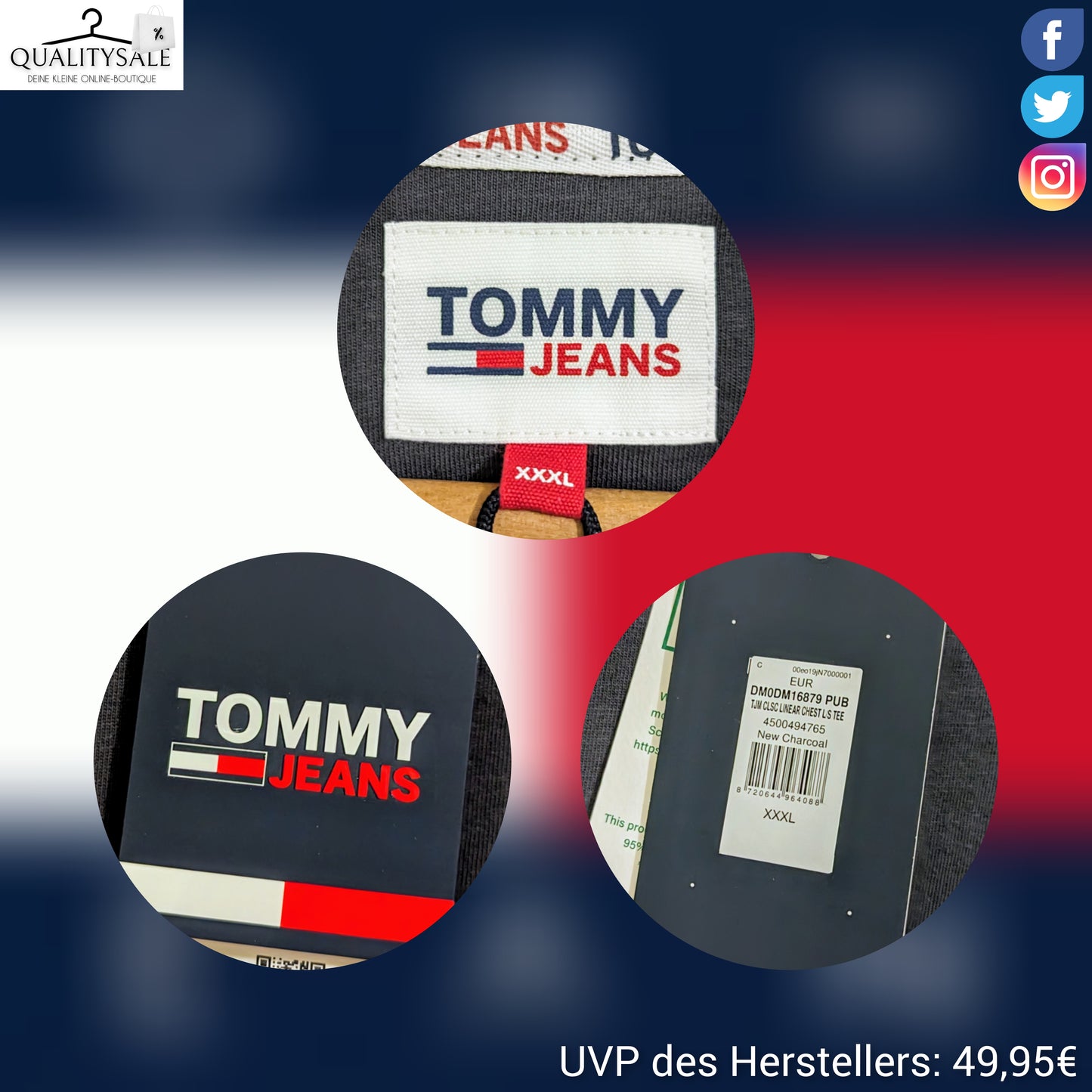 TOMMY JEANS Herren T-Shirt Gr. 2XL Plus Size