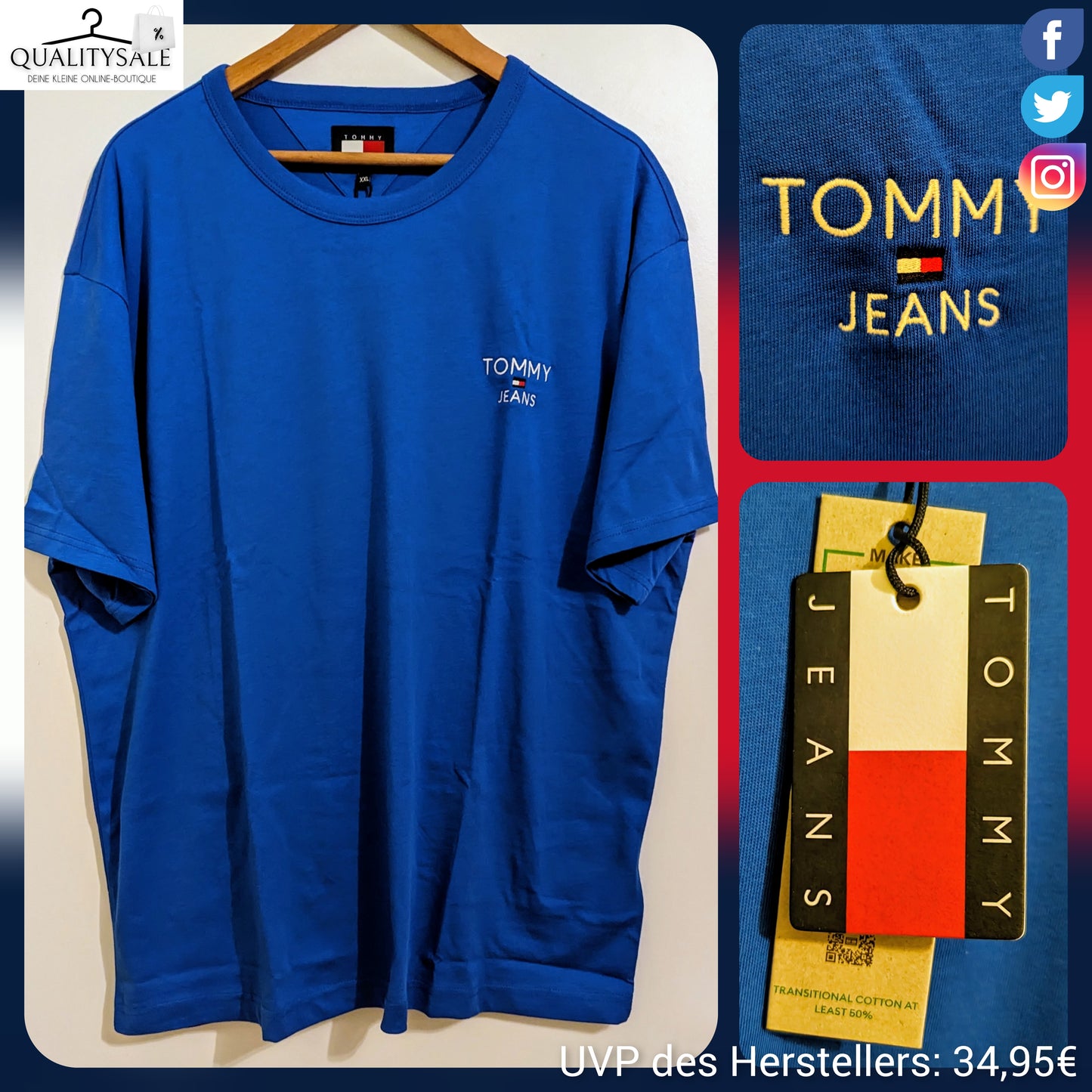 TOMMY JEANS Herren T-Shirt Gr. 2XL Plus Size