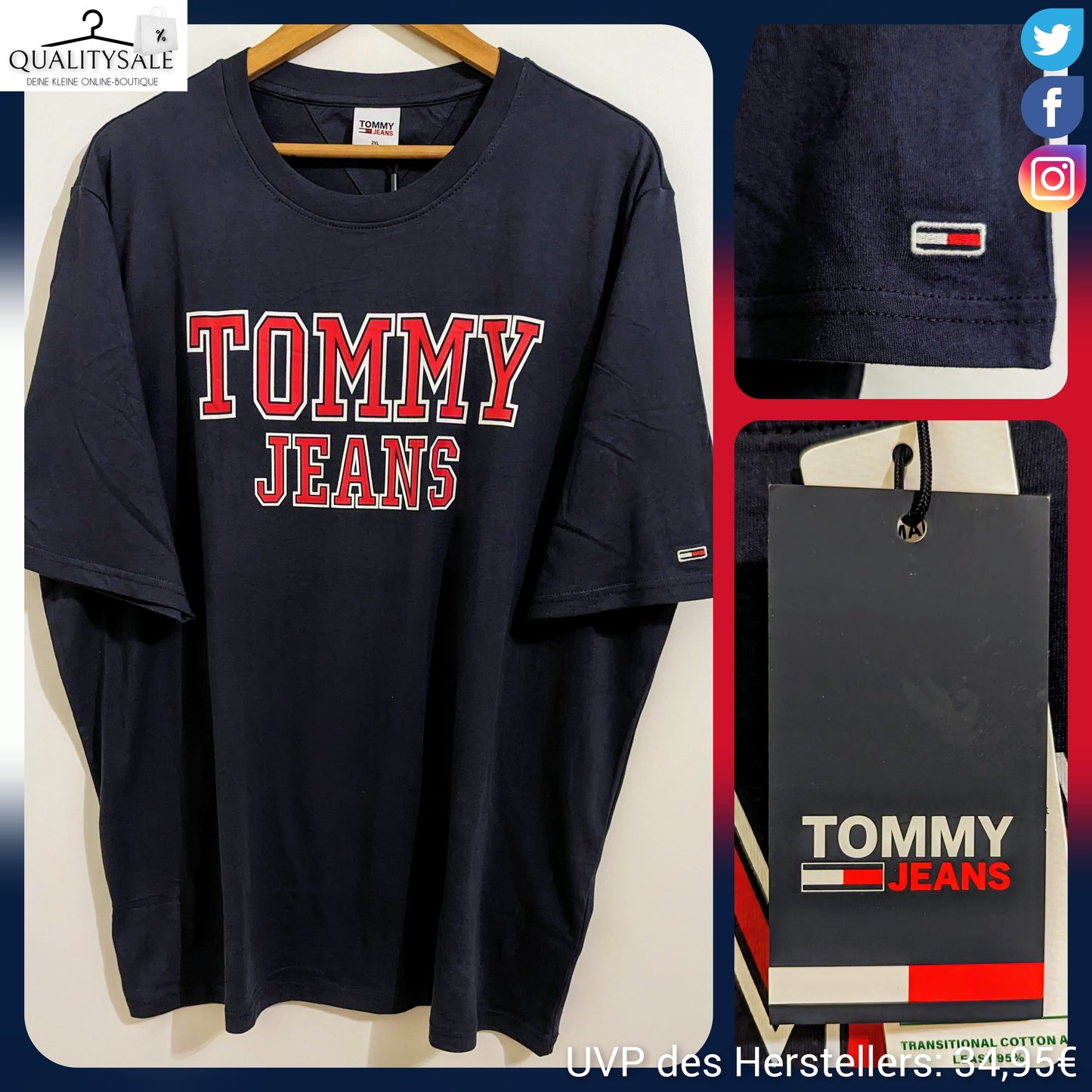 TOMMY JEANS Herren T-Shirt Gr. 2XL Plus Size