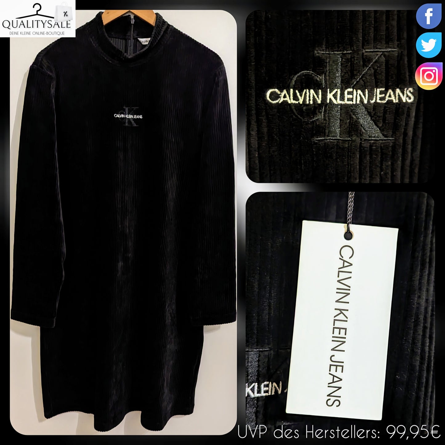 CALVIN KLEIN JEANS Damen Feinrip Kleid Gr.44/46