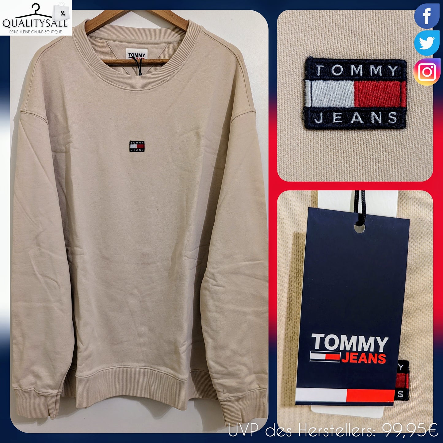 TOMMY JEANS Herren Sweatshirt Gr. 4XL oder 5XL Plus Size