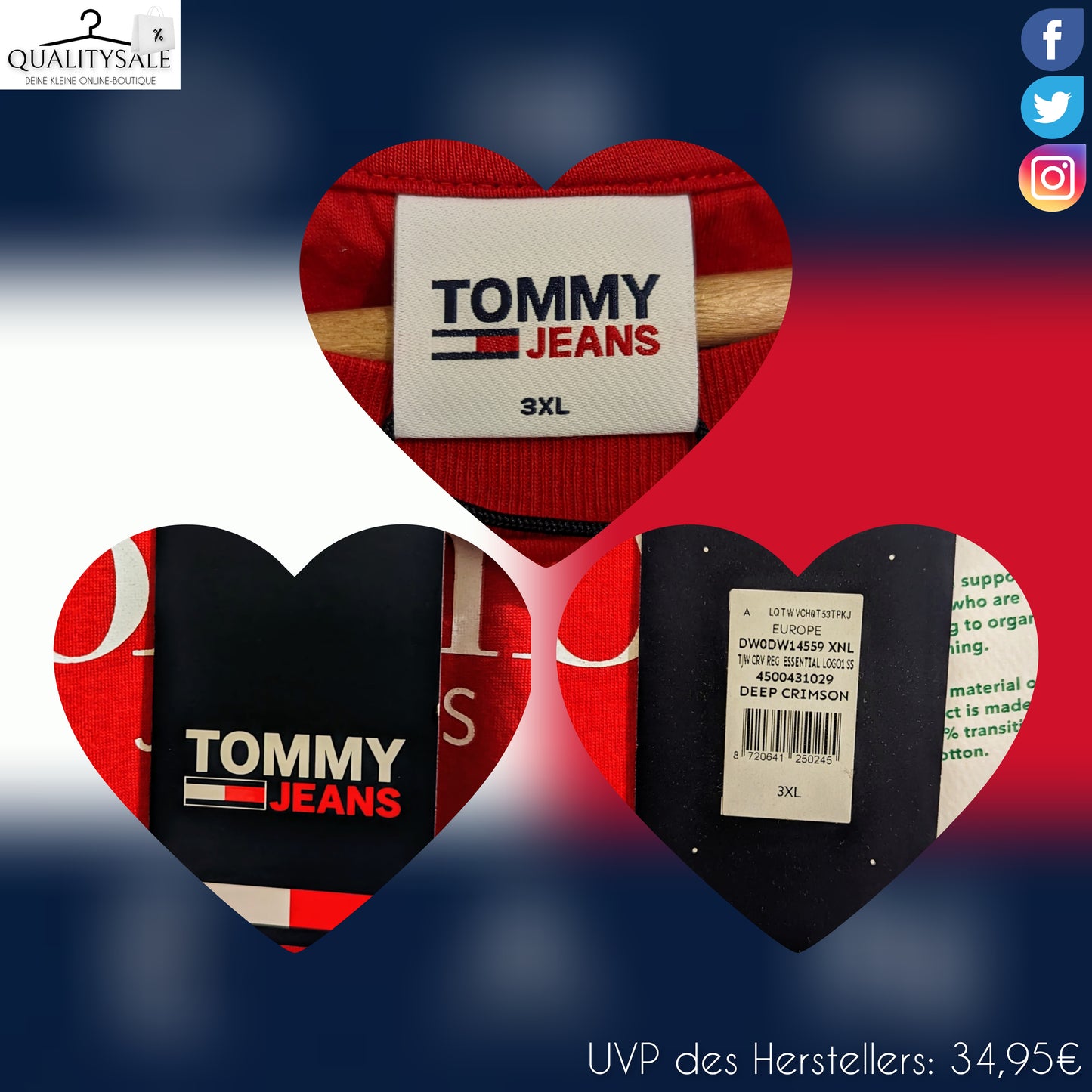 TOMMY JEANS Damen T-Shirt Gr. 48 oder 50