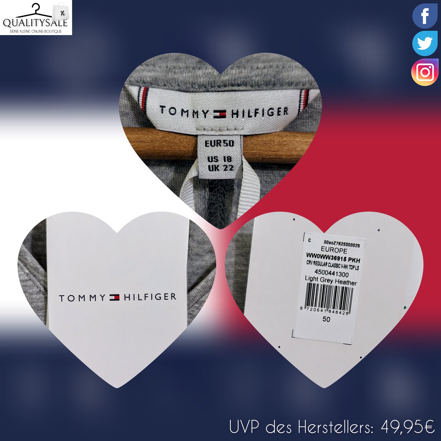 TOMMY HILFIGER Damen Langarmshirt Gr. 48