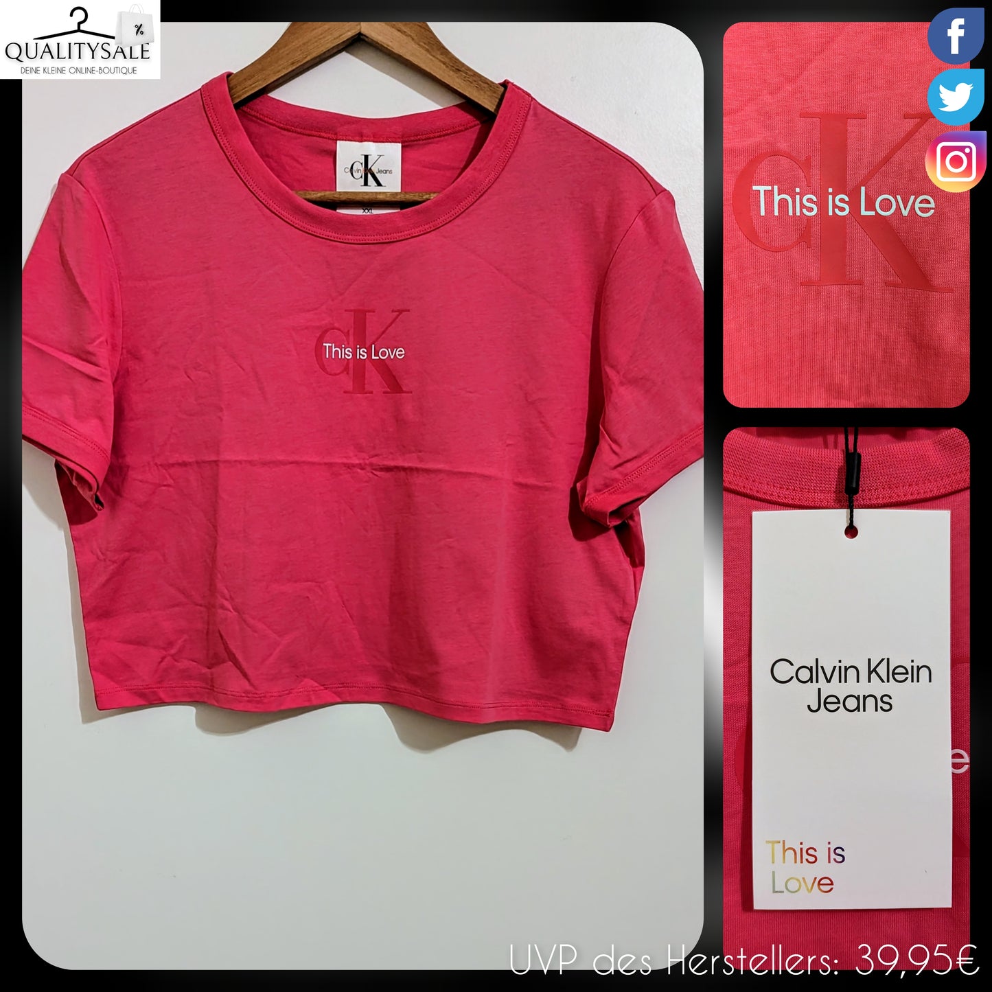 CALVIN KLEIN JEANS Cropped Damen T-Shirt Gr. 40/42
