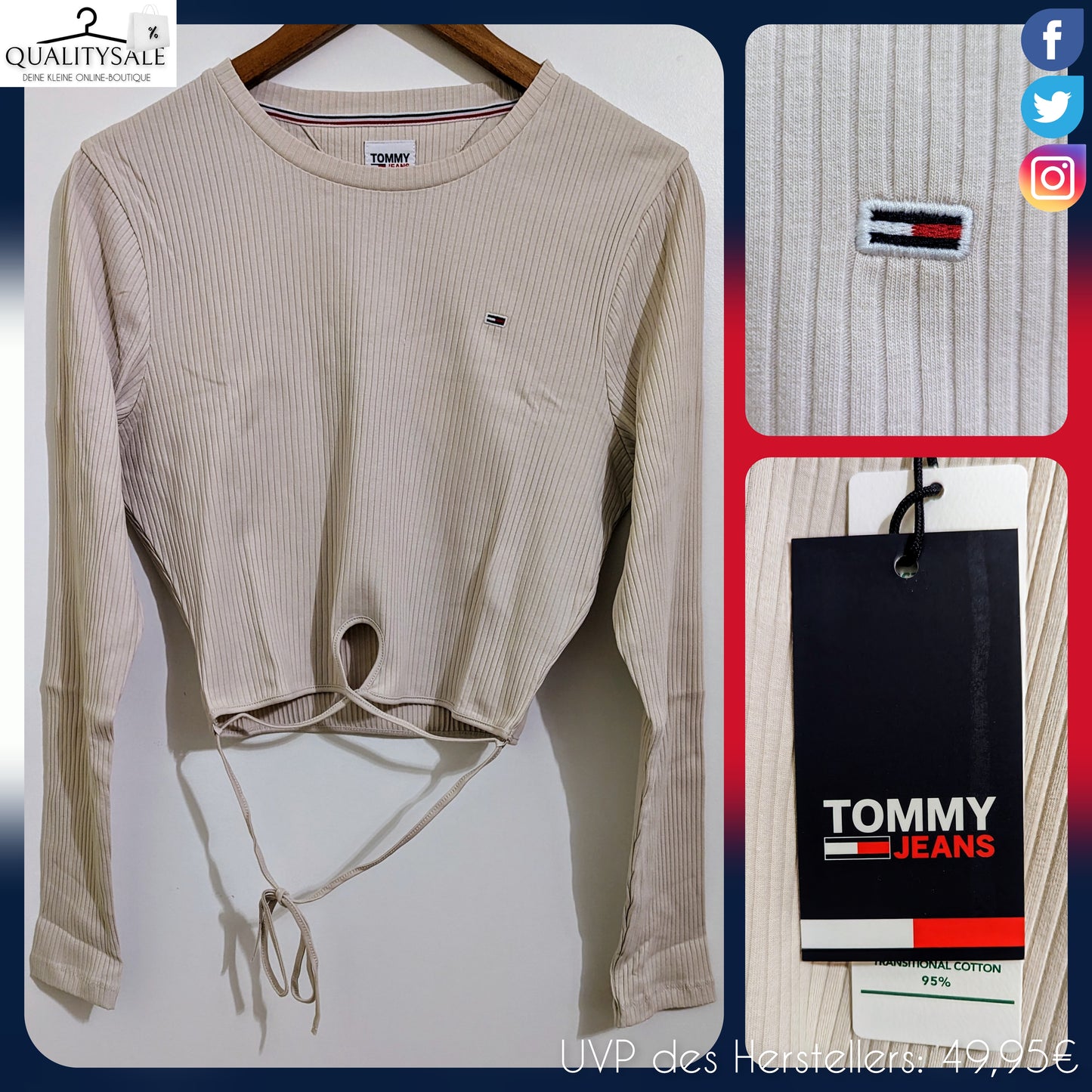 TOMMY JEANS Damen Langarmshirt Gr. 42