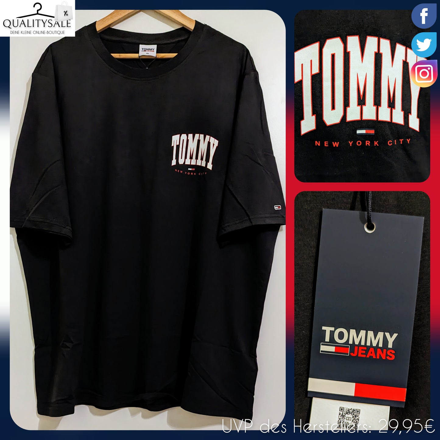 TOMMY JEANS Herren T-Shirt Gr. 2XL, 3XL oder 4XL Plus Size