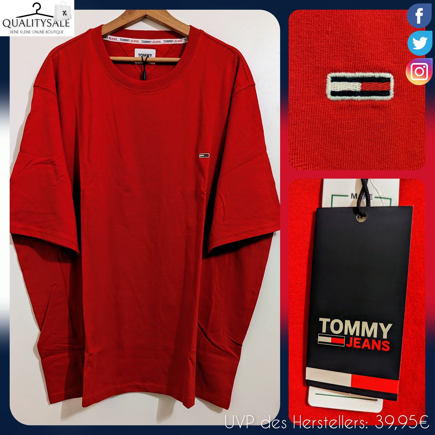 TOMMY JEANS Herren T-Shirt Gr. 3XL, 4XL oder 5XL Plus Size