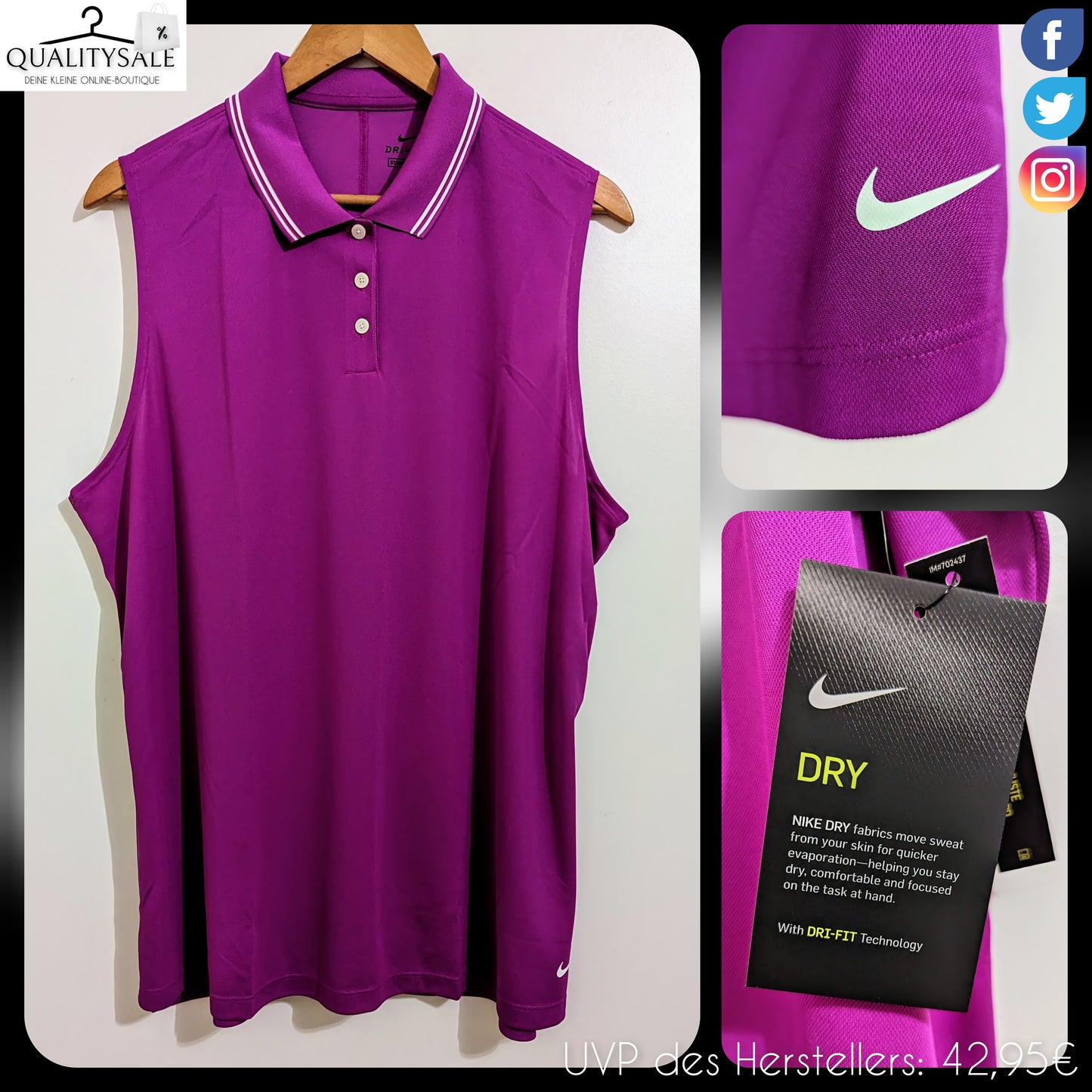 NIKE VICTORY DRY FIT Damen Poloshirt ärmellos Gr. 46