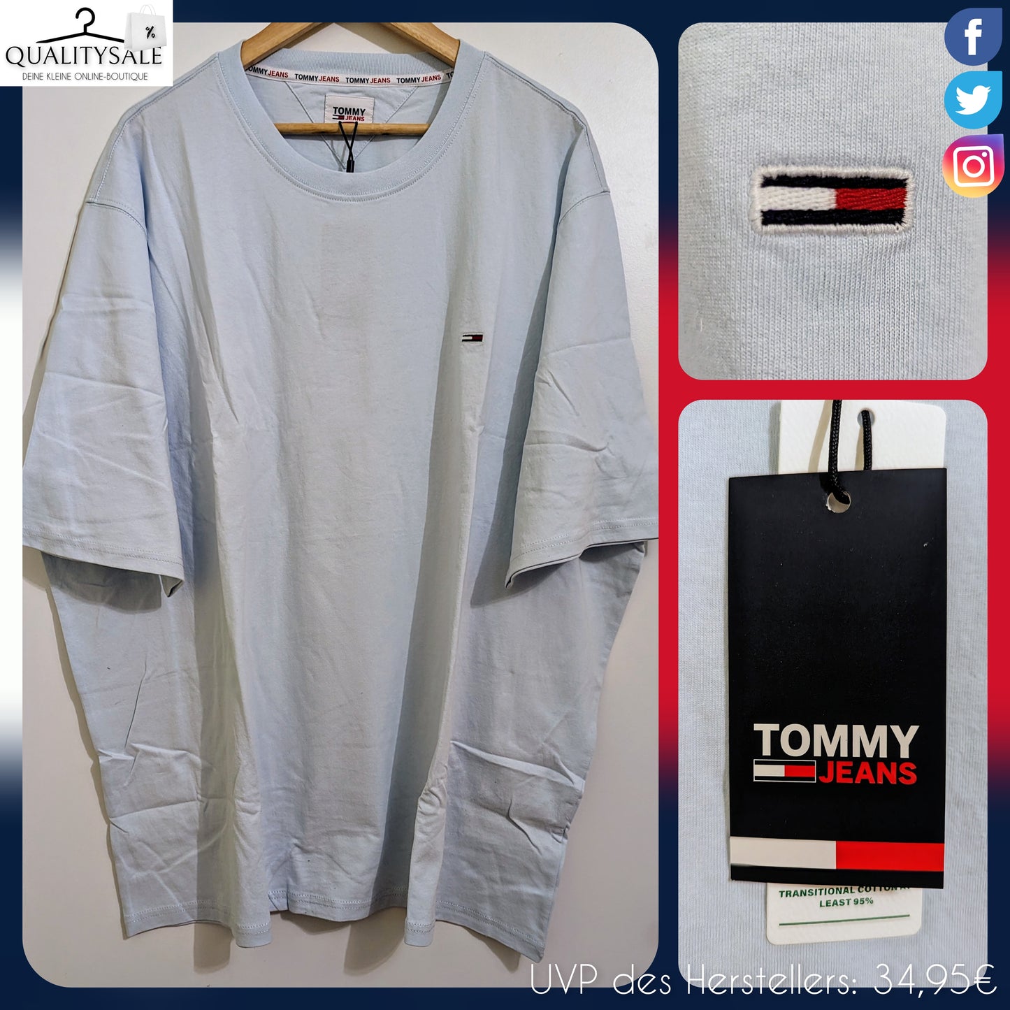TOMMY JEANS Herren T-Shirt Gr. 5XL Plus Size