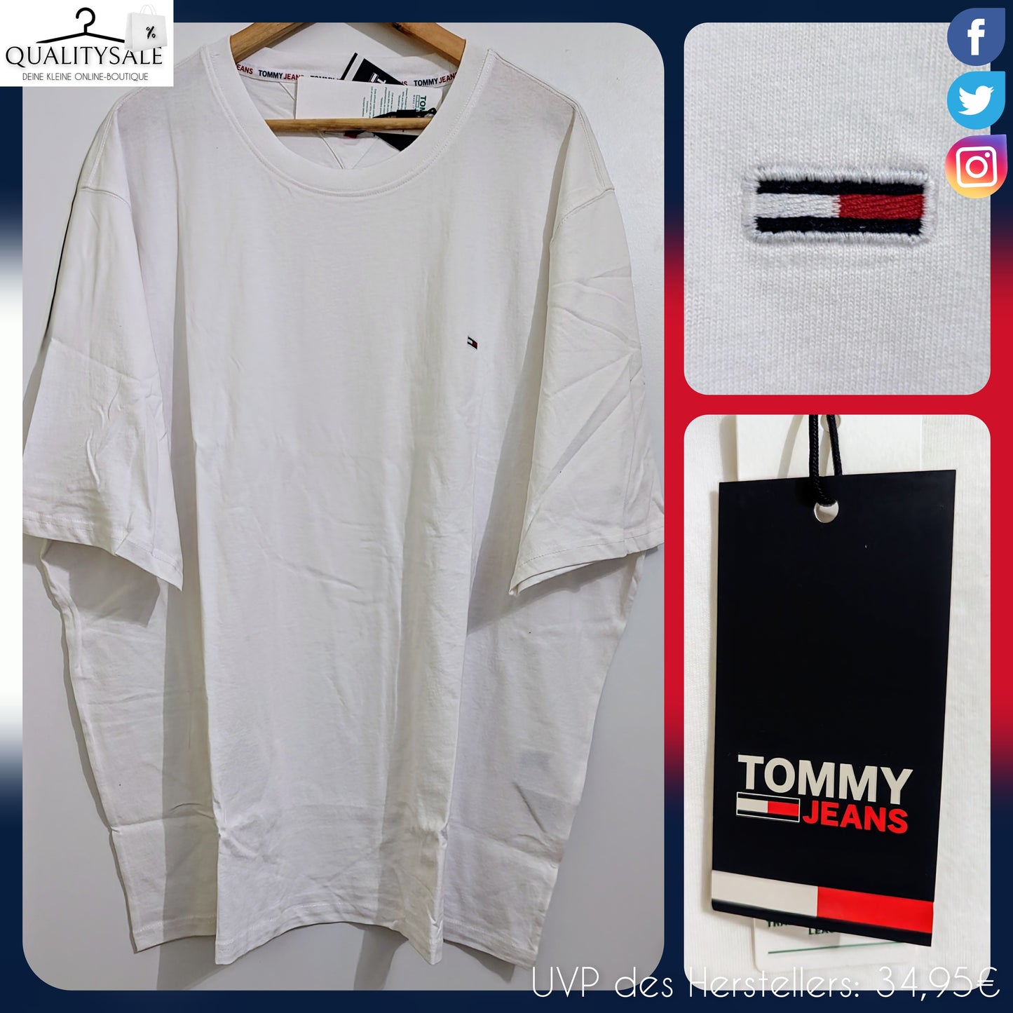 TOMMY JEANS Herren T-Shirt Gr. 4XL oder 5XL Plus Size