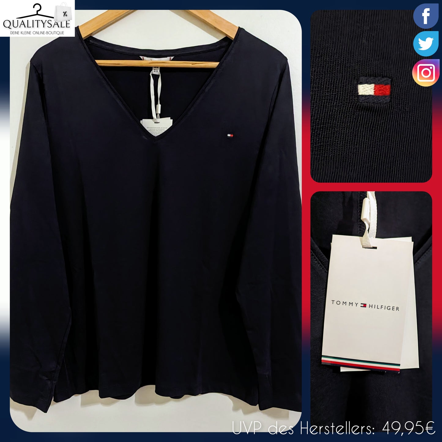 TOMMY HILFIGER Damen Langarmshirt Gr. 46