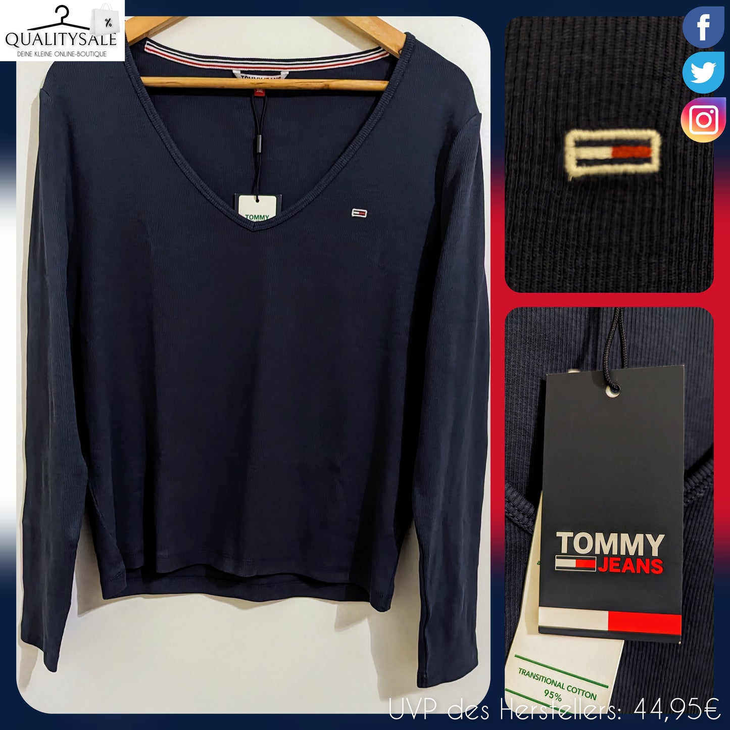 TOMMY JEANS Damen Langarmshirt Gr. 46/48
