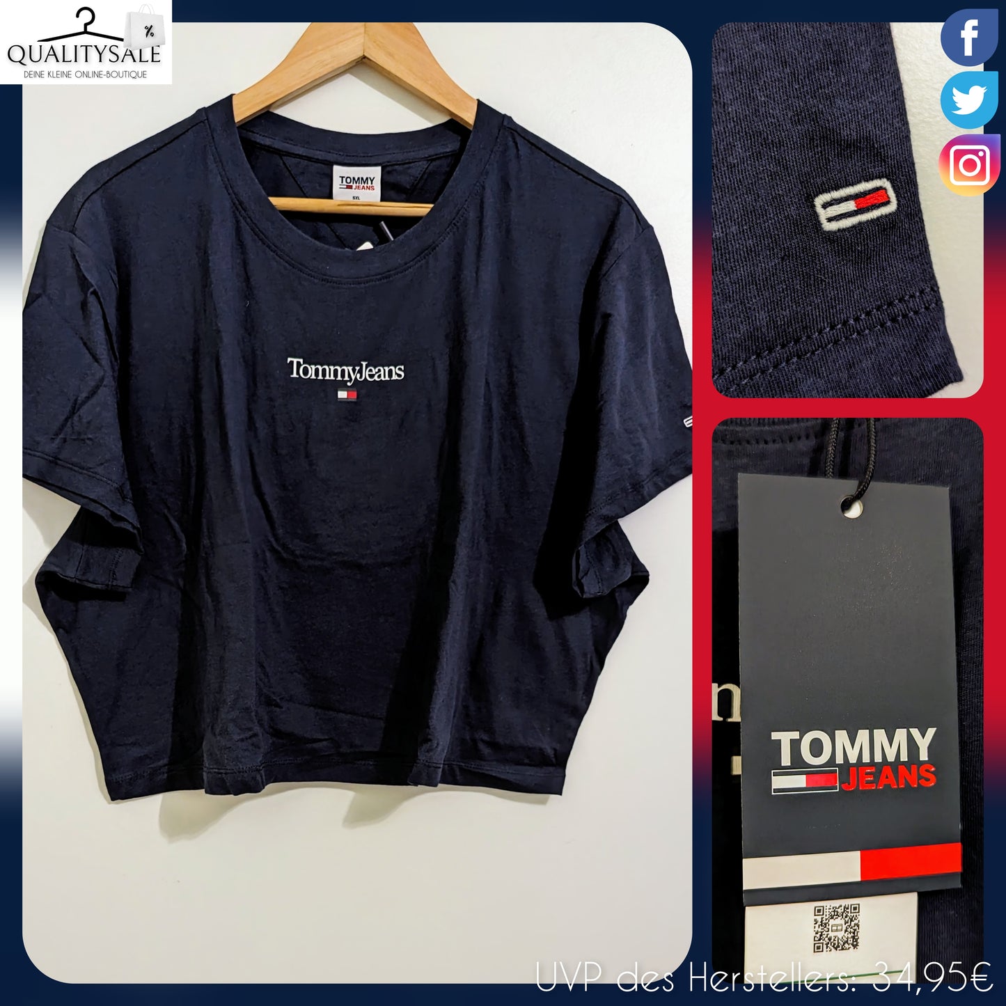 TOMMY JEANS Cropped Damen Shirt Gr. 48
