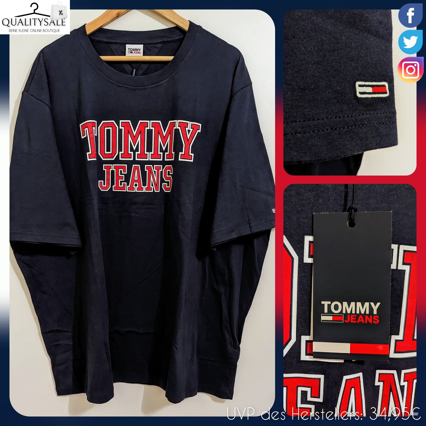 TOMMY JEANS Herren T-Shirt Gr. 4XL oder 5XL Plus Size
