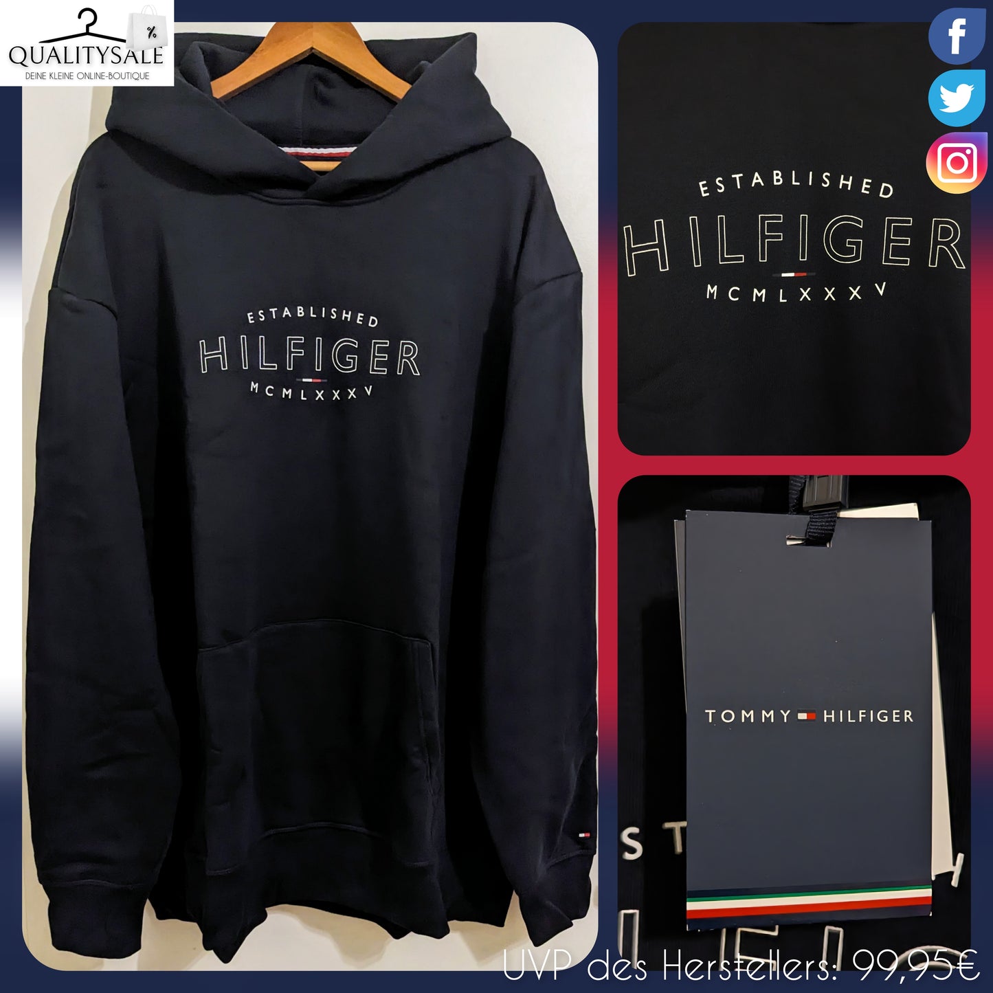 TOMMY HILFIGER Herren Hoodie Gr. 4XL oder 5XL Plus Size