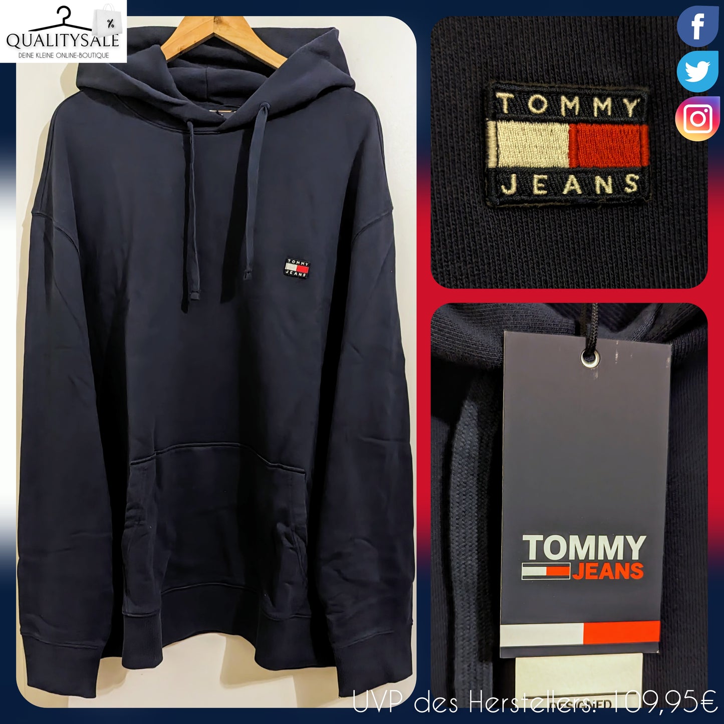 TOMMY JEANS Herren Hoodie Gr. 4XL oder 5XL Plus Size