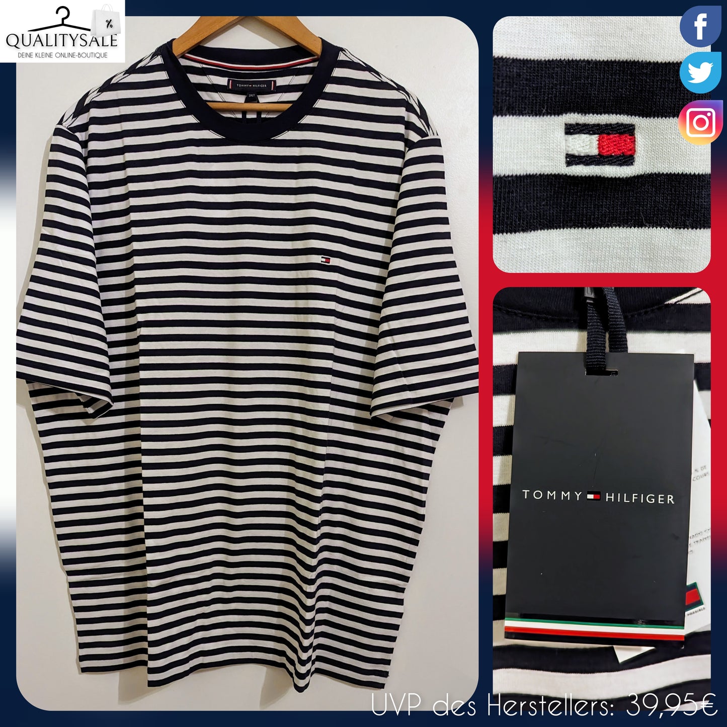 TOMMY HILFIGER Herren T-Shirt Gr. 2XL oder 3XL Plus Size