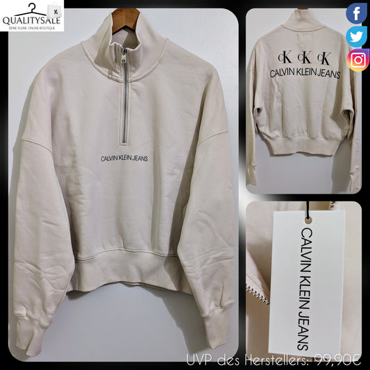 CALVIN KLEIN JEANS Damen Half-Zip Sweatshirt Gr. 42/44