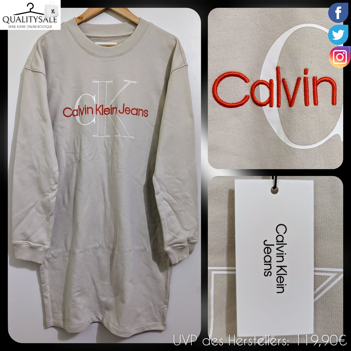 CALVIN KLEIN JEANS Damen Long-Sweater Gr. 44