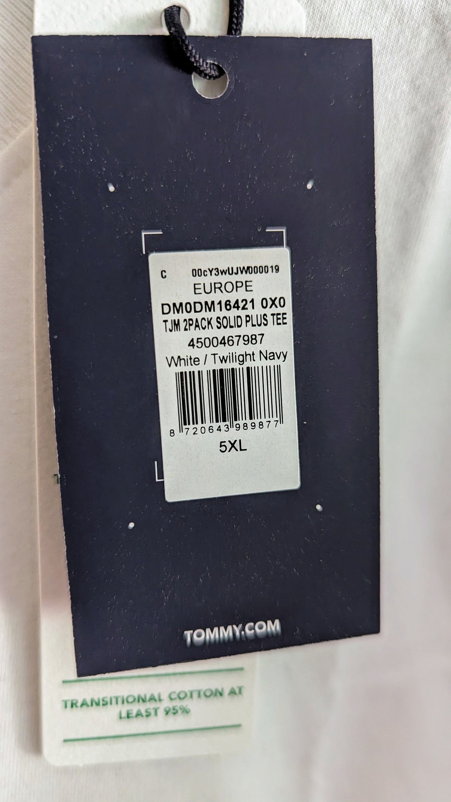 TOMMY JEANS Herren T-Shirt 2-Pack Weiß+Navy Gr. 5XL Plus Size