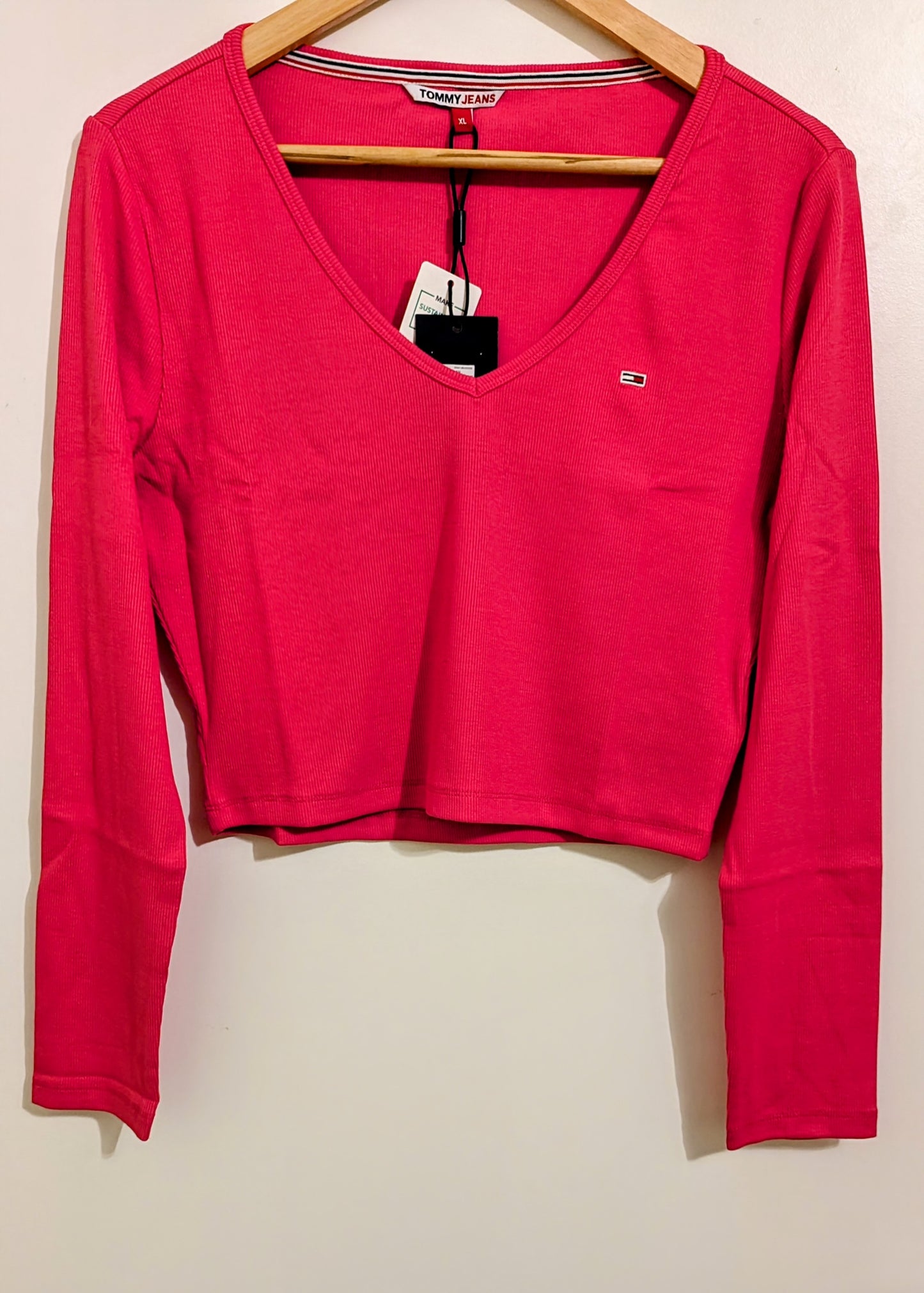 TOMMY JEANS Cropped Damen Langarmshirt Gr. 40