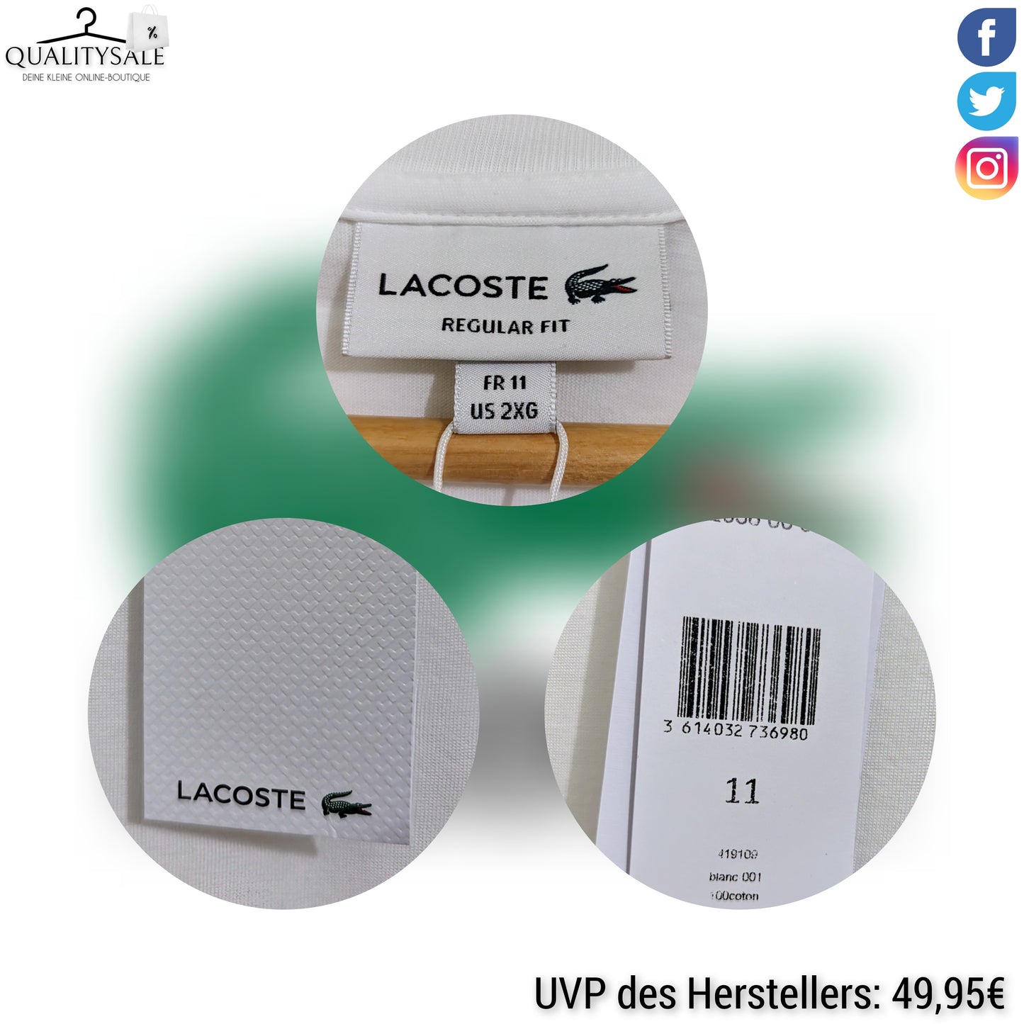 LACOSTE Herren T-Shirt Gr. 6XL Plus Size
