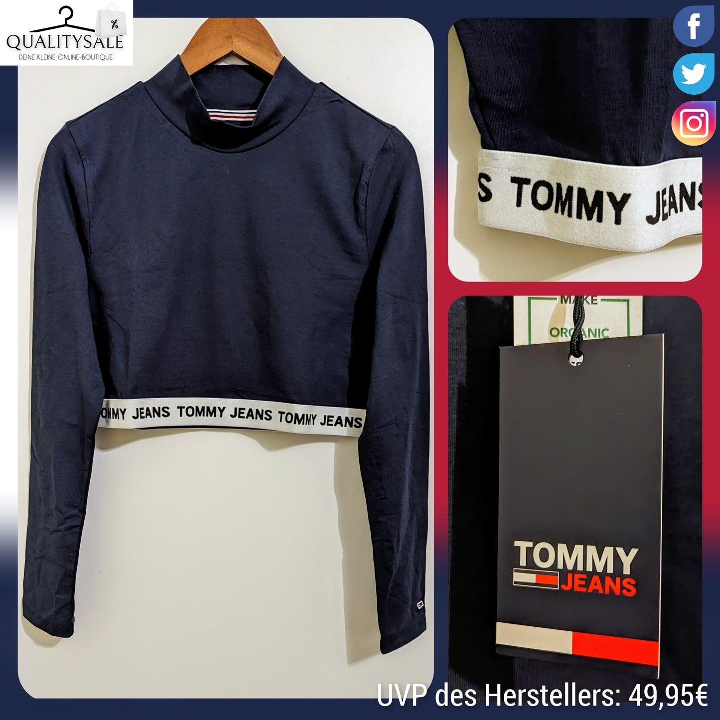 TOMMY JEANS Cropped Damen Langarmshirt Gr. XL