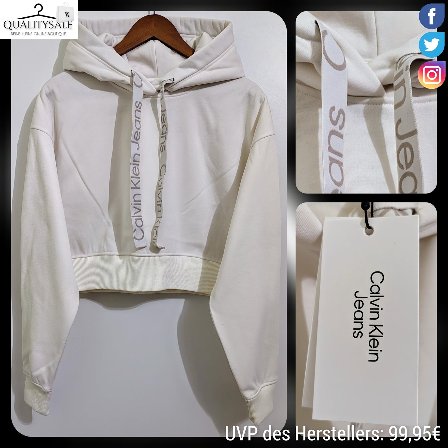 CALVIN KLEIN JEANS Cropped Damen Hoodie Gr. XL