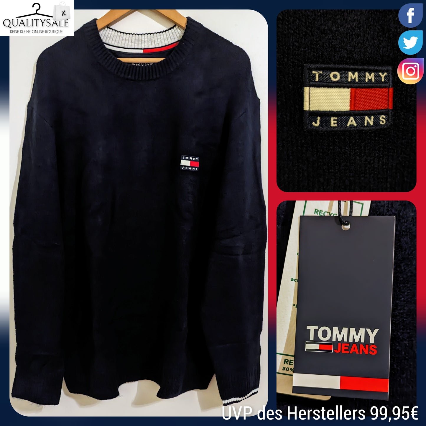 TOMMY JEANS Herren Pullover Gr. 2XL Plus Size