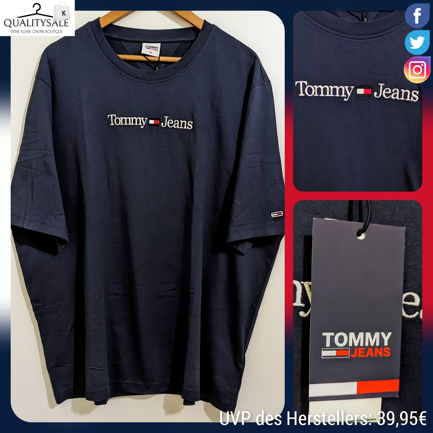 TOMMY JEANS Herren T-Shirt Gr. 3XL Plus Size