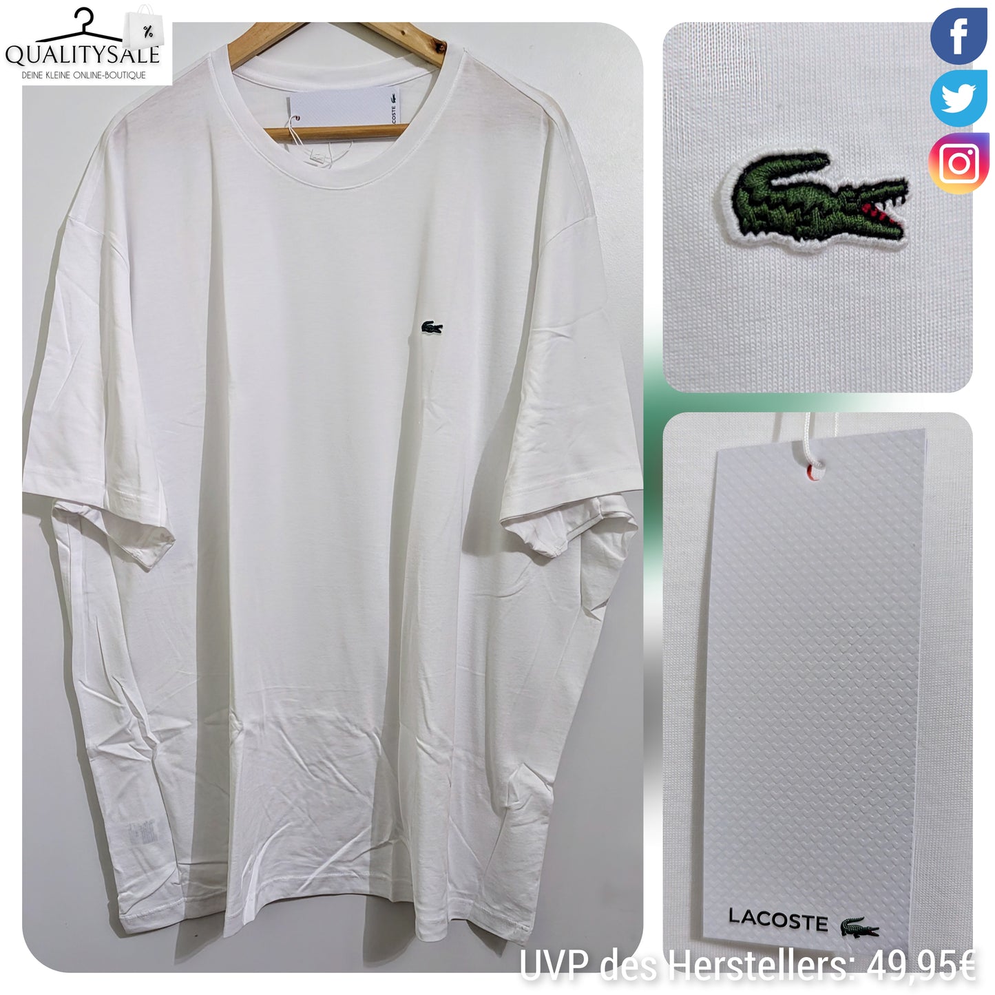 LACOSTE Herren T-Shirt Gr. 6XL Plus Size