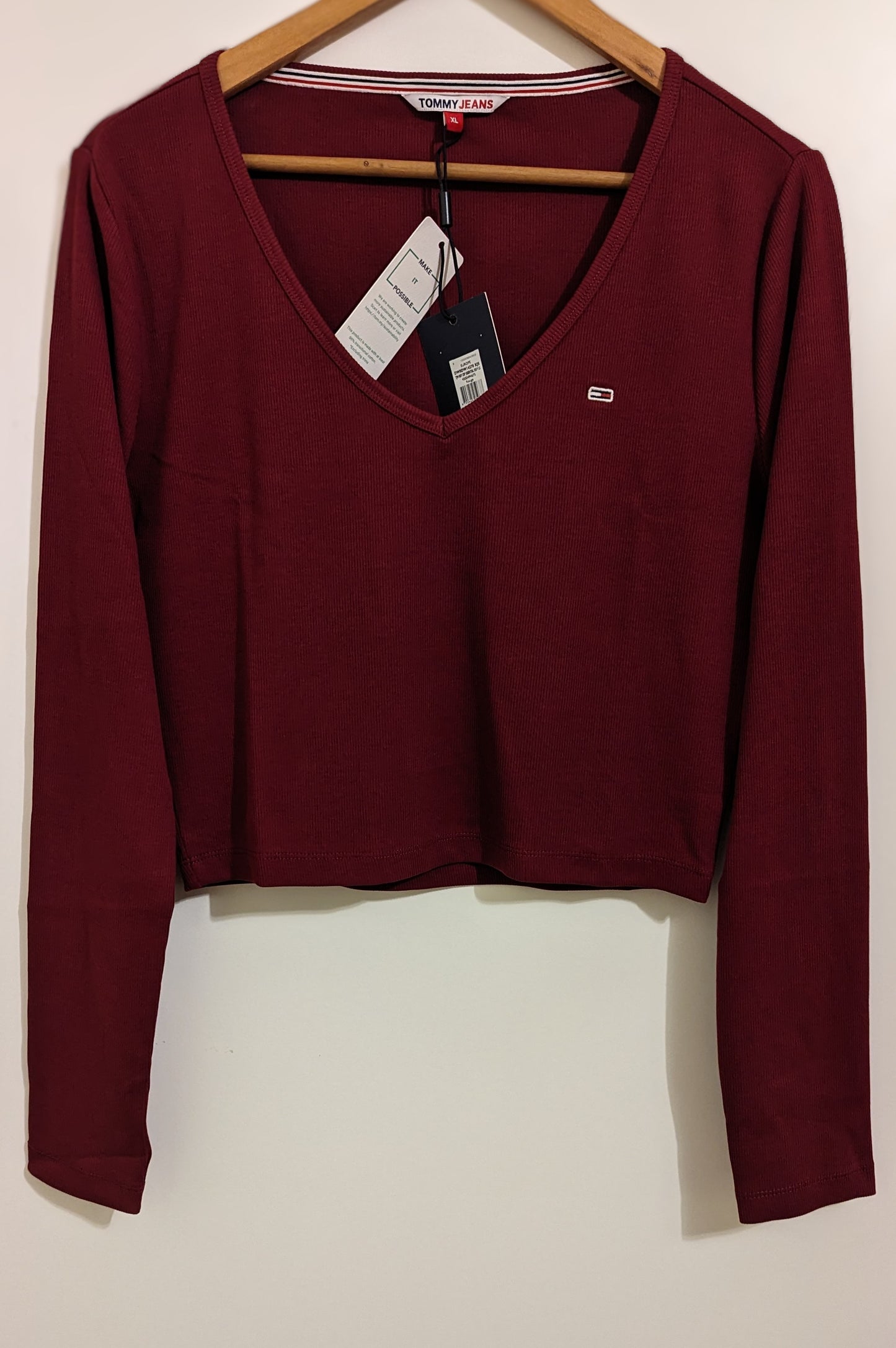 TOMMY JEANS Cropped Damen Langarmshirt Gr. XL