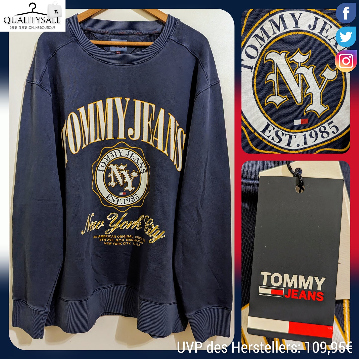 TOMMY JEANS Herren Sweatshirt Gr. 4XL Plus Size