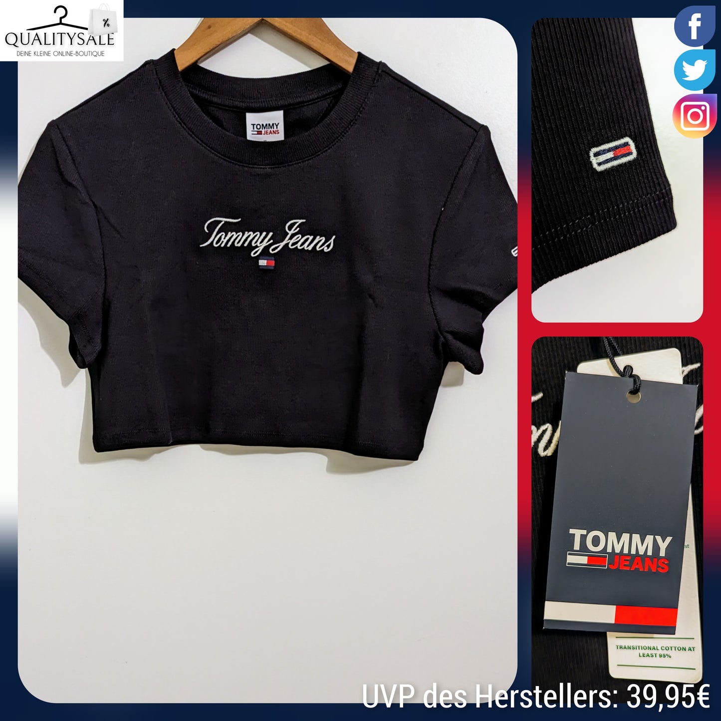 TOMMY JEANS Cropped Damen T-Shirt Gr. L