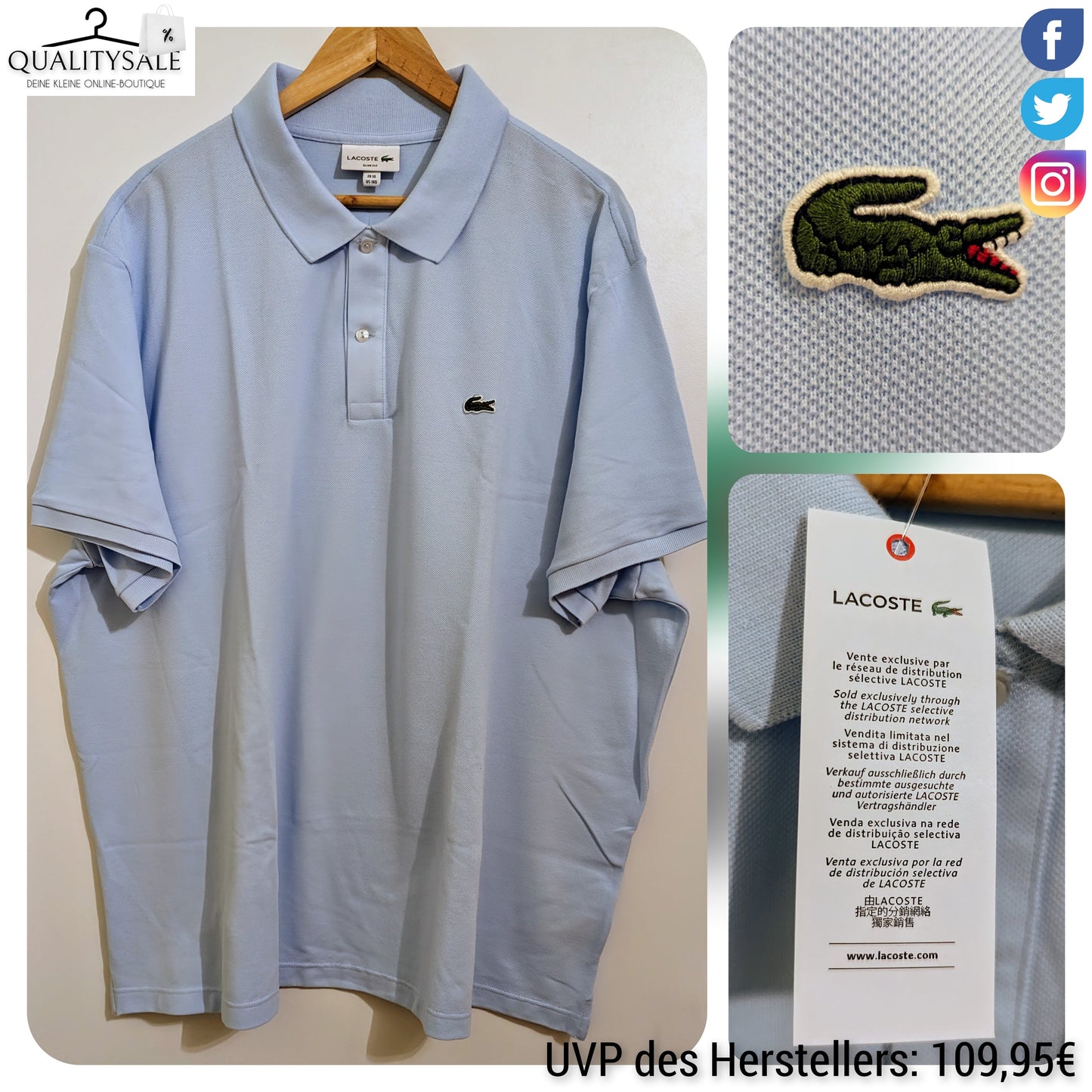 LACOSTE Herren Poloshirt Gr. 4XL Plus Size