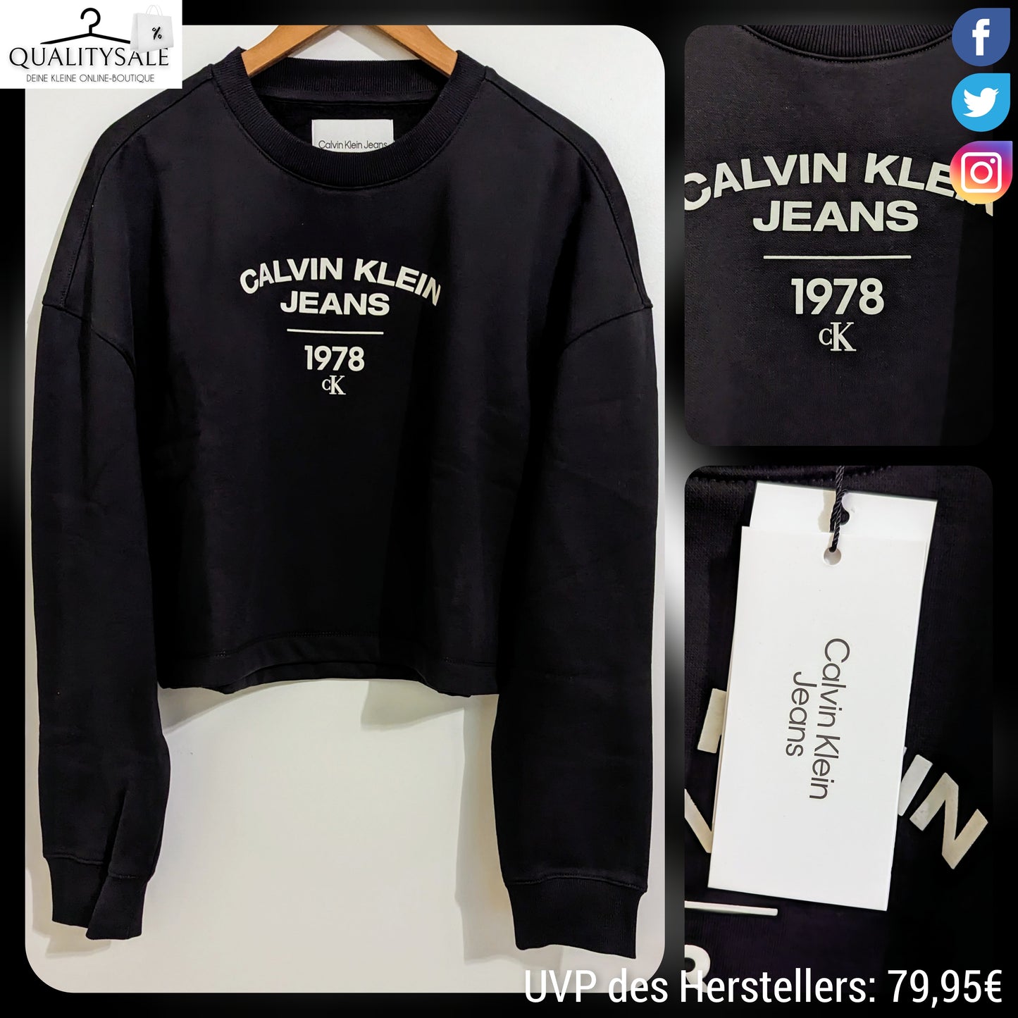 CALVIN KLEIN JEANS Cropped Damen Sweatshirt Gr. 46