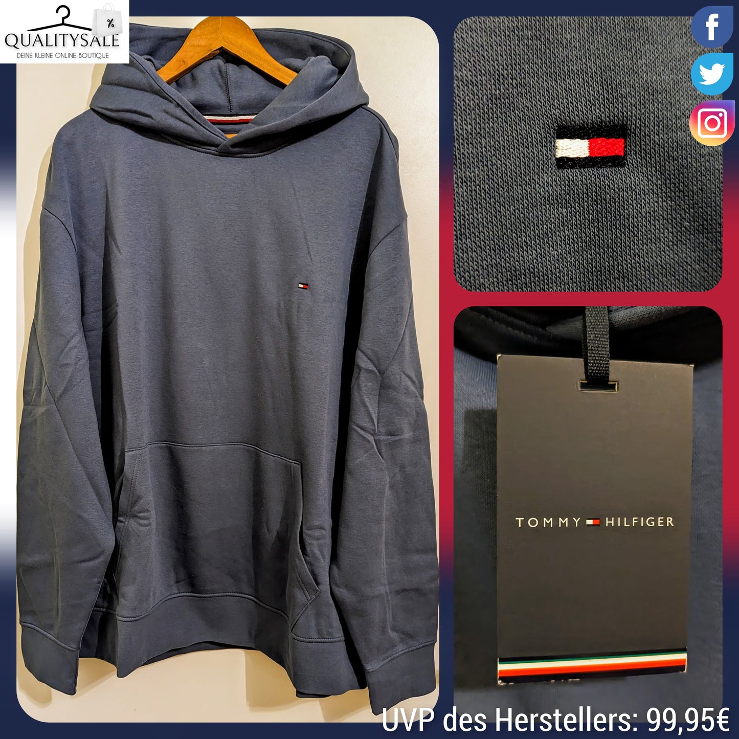 TOMMY HILFIGER Herren Hoodie Gr. 5XL Plus Size