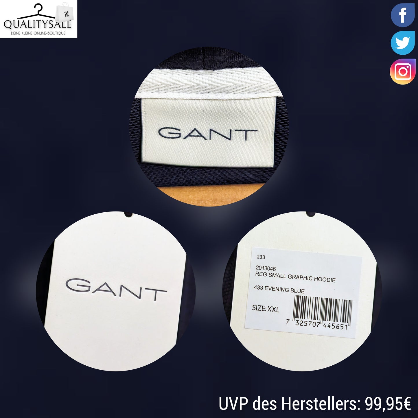 GANT Herren Hoodie Gr. XXL