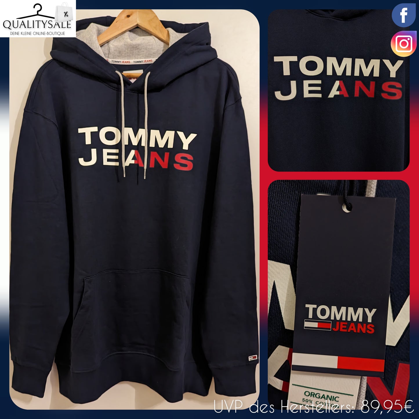 TOMMY JEANS Herren Hoodie Gr. 2XL Plus Size