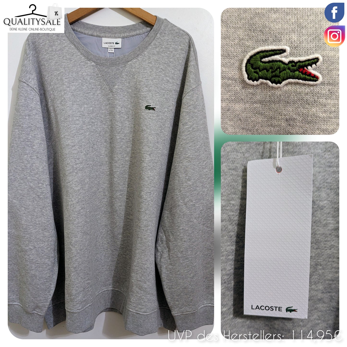 LACOSTE Herren Sweatshirt Gr. 6XL Plus Size