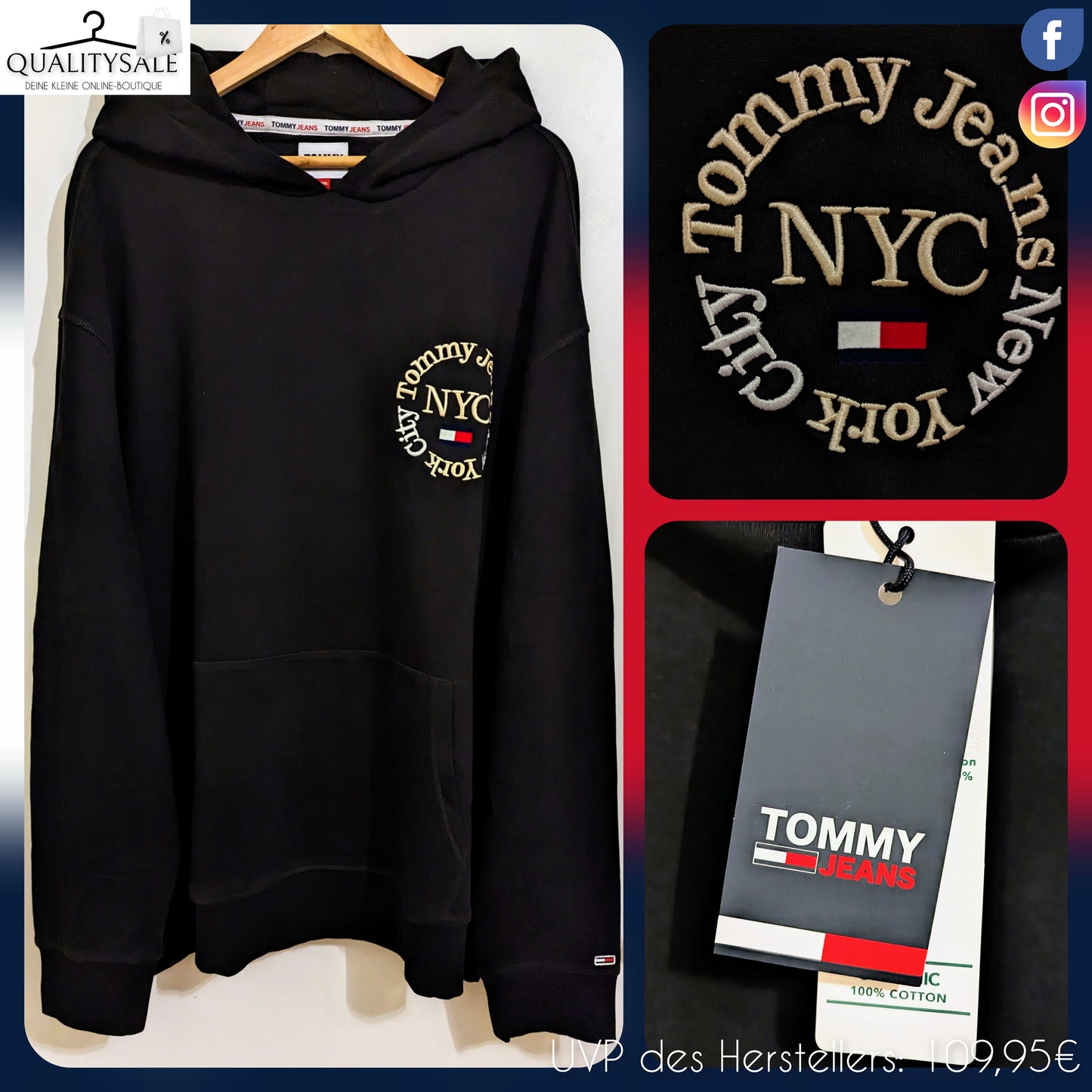 TOMMY JEANS Herren Hoodie Gr. 5XL Plus Size
