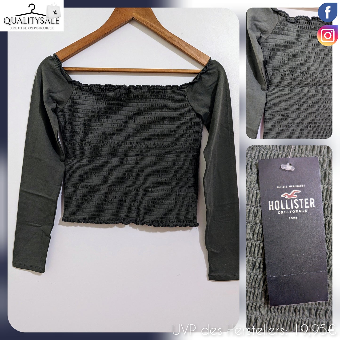 HOLLISTER Cropped Damen Langarmshirt Gr. M