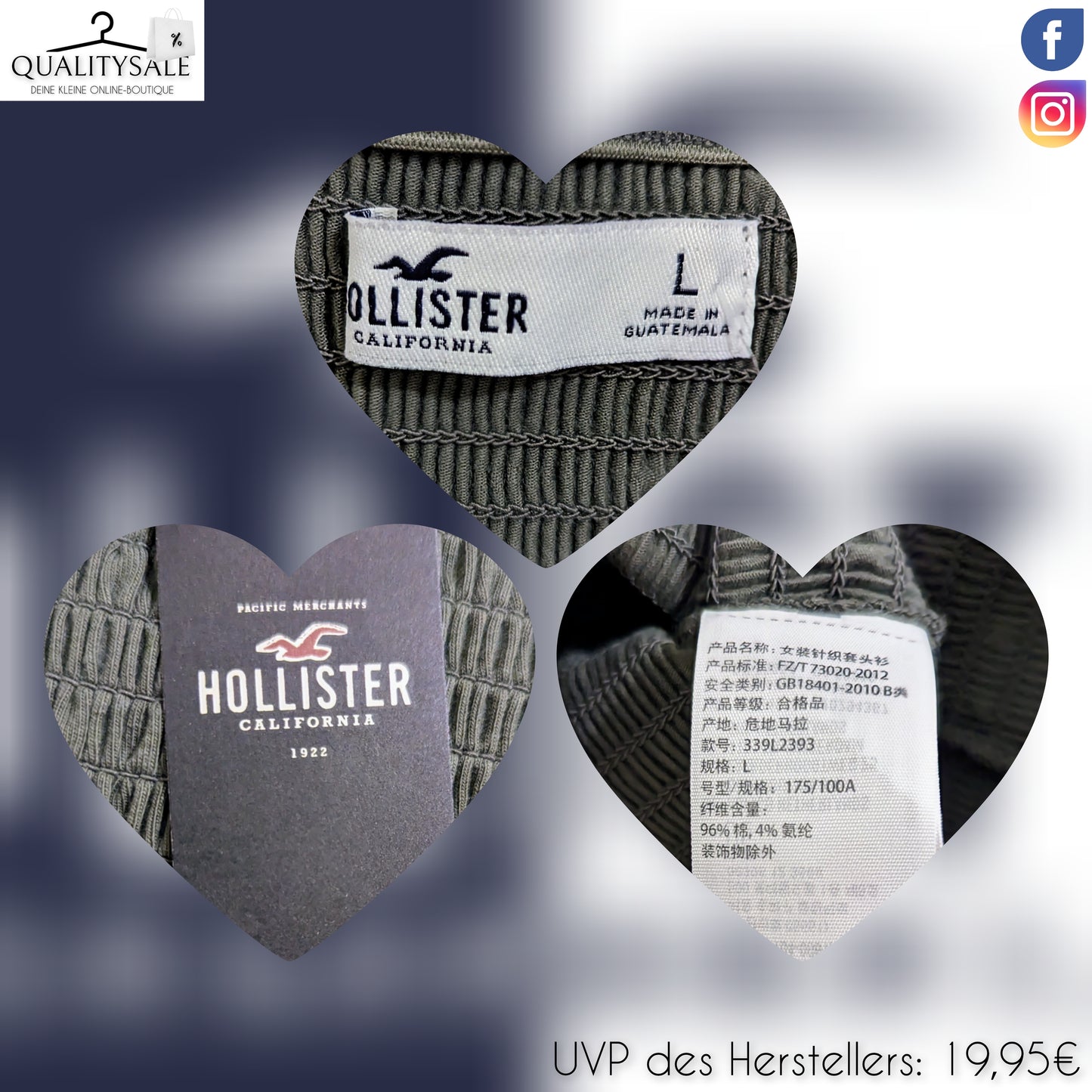 HOLLISTER Cropped Damen Langarmshirt Gr. M