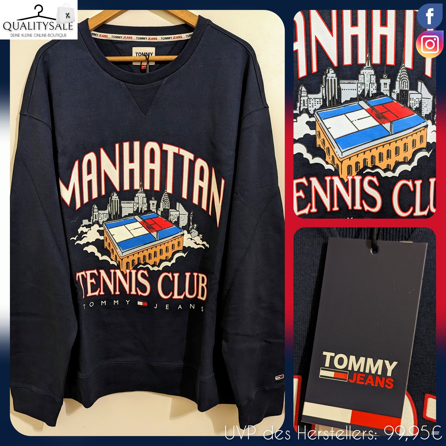 TOMMY JEANS Herren Sweatshirt Gr. 4XL oder 5XL Plus Size