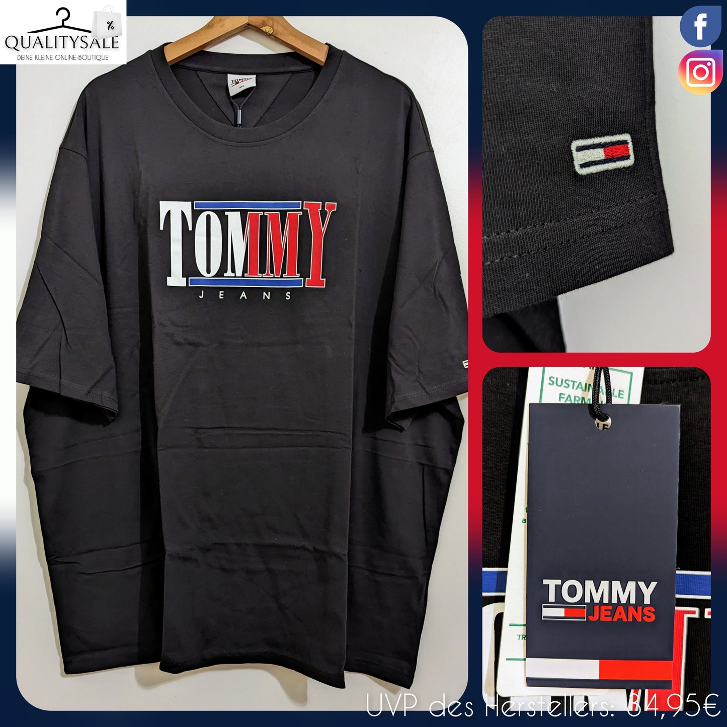 TOMMY JEANS Herren T-Shirt Gr. 3XL oder 4XL Plus Size