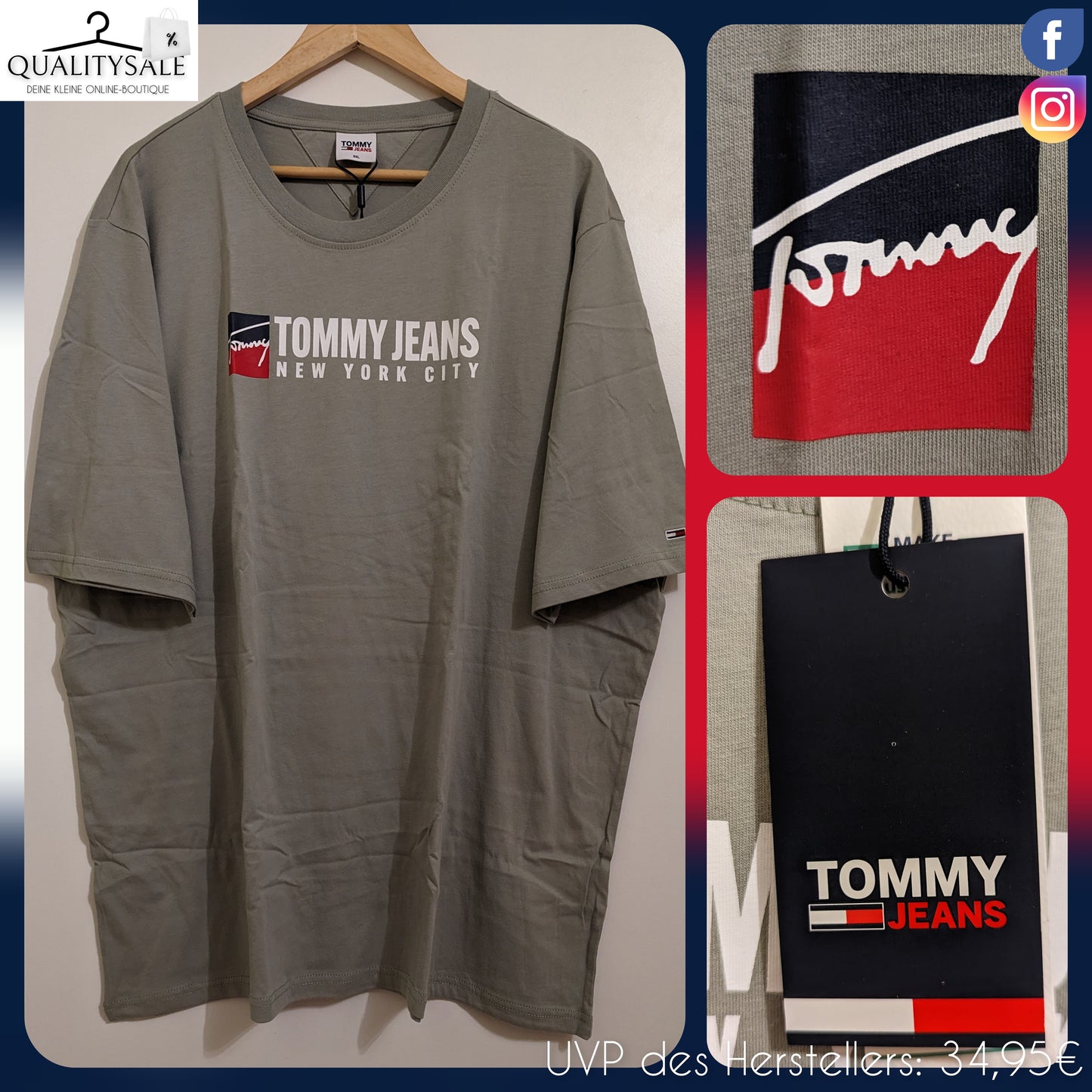 TOMMY JEANS Herren T-Shirt Gr. 3XL oder 4XL Plus Size